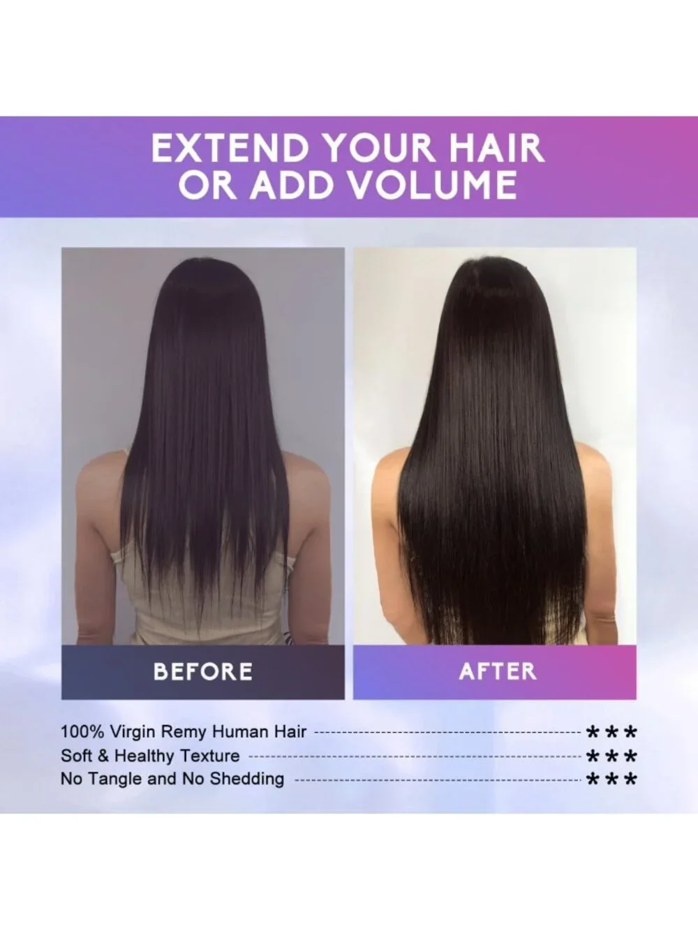 14-Inch Dark Brown Clip-In Hair Extensions - Real Human Hair, Double Weft, Thick